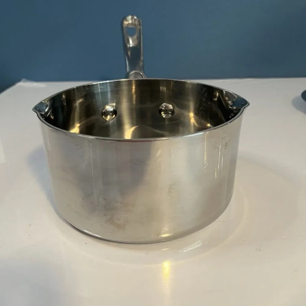 Technique Clad Tri-Ply Stainless Steel 1 qt Saucepan with Lid Induction Ready